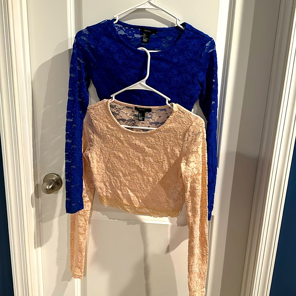 Lace Crop top Longsleeve 2pk